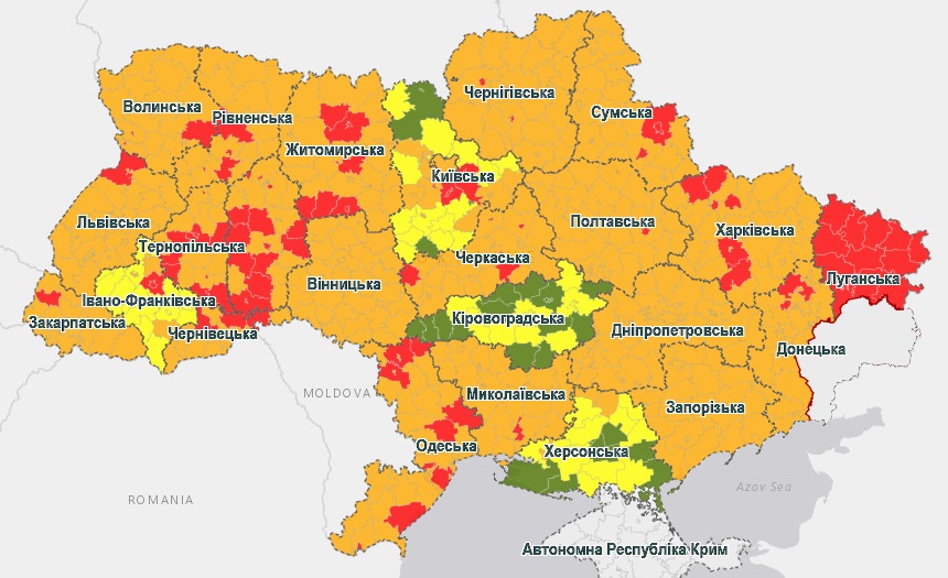 В Україні оновили перелік «червоних» карантинних зон
