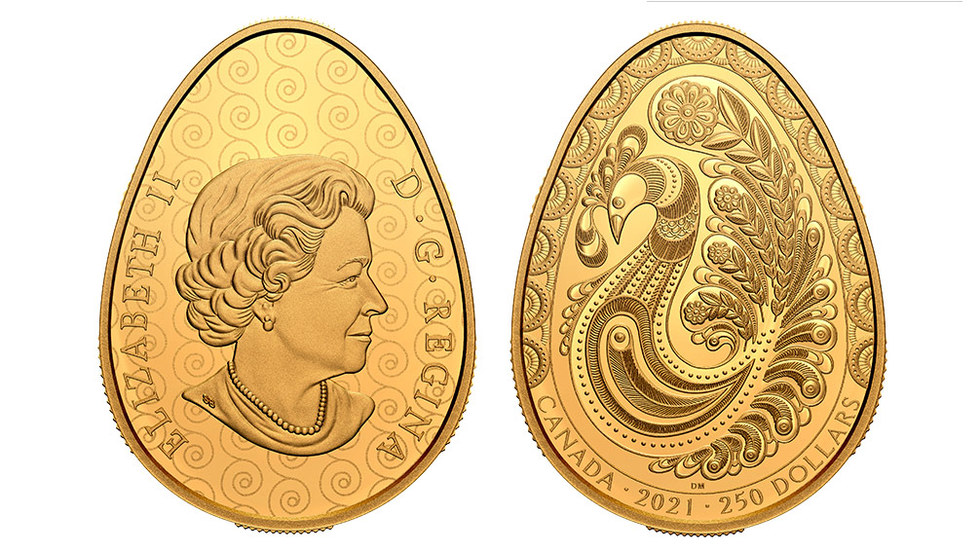 Канада випустила золоту монету у формі української писанки