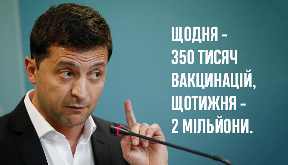 Зеленський хоче щодня бачити 350 тисяч вакцинованих українців