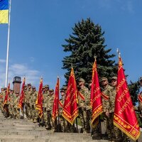 На Чернігівщині бригаді тероборони вперше вручили Бойовий Прапор