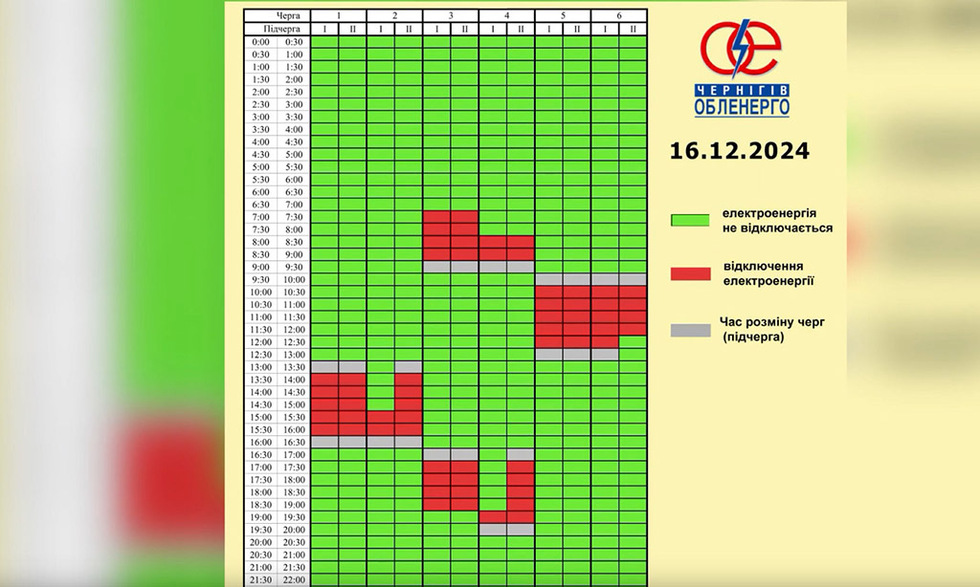 Енергетики переходять на новий графік відключень