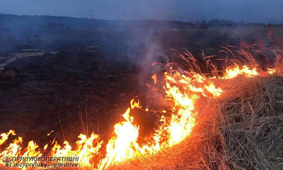 У селі на Прилуччині горіла суха трава
